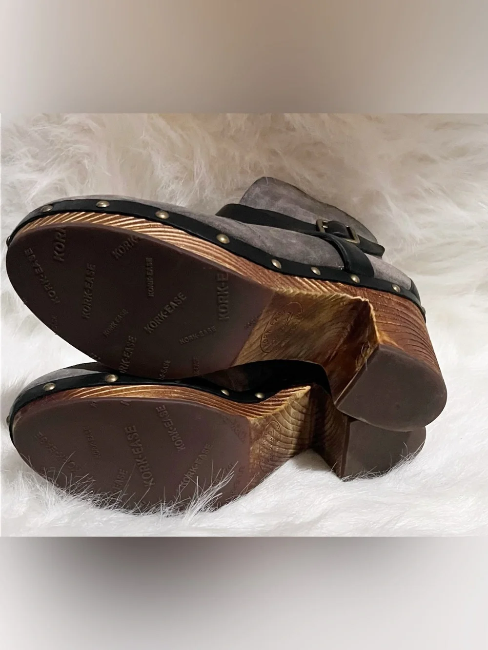 Kork Ease Razzoli Platform Suede/Leather Studded Clog Bootie Size 8.5